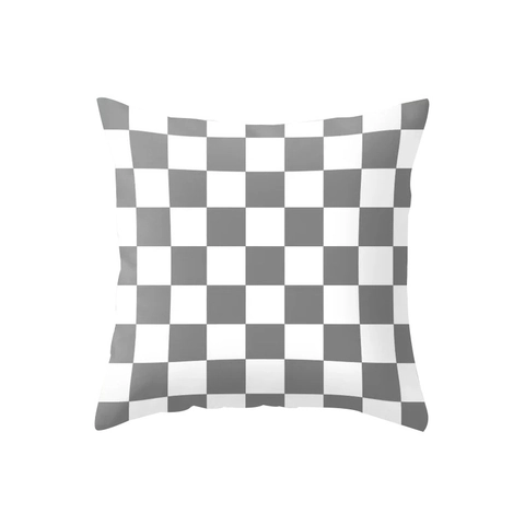 Federa Geometrica Moderna Grigio Bianco Pelle di Pesca Poliestere Decorativo Coprimentale per Divano Casa Decor
