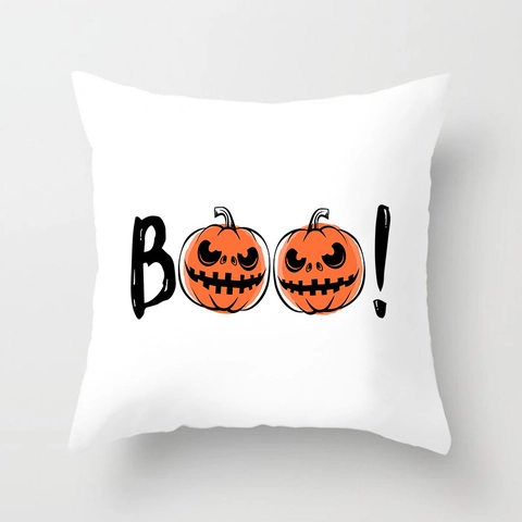 Halloween Christmas Peach Skin Polyester Throw Pillow Cover Decorative Cushion Case For Sofa Home Decor Pumpkin Ghost Pattern