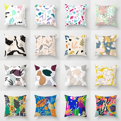 Federa per Cuscino Decorativa Arte Astratta Moderna Copricuscino Geometrico Silhouette di Piante Morbida Pelle di Pesca per Divano Casa Decorazione