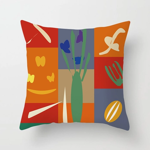 Federa per Cuscino Decorativa Arte Astratta Moderna Copricuscino Geometrico Silhouette di Piante Morbida Pelle di Pesca per Divano Casa Decorazione