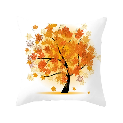Fodera per Cuscino Autunnale Foglia di Acero Poliestere Pelle di Pesca Quadrata Decorazione Casa Divano Stagione Raccolto