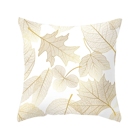 Gouden Bladpatroon Kussensloop Modern Minimalistisch Perzikhuid Sierkussensloop Botanische Bloem Sofa Huis Decoratieve Kussensloop