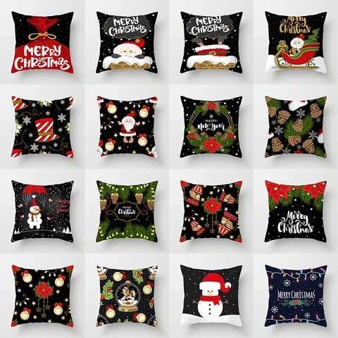 Federa per Cuscino Decorativa Natalizia in Poliestere Peau de Pêche per Divano Soggiorno Decorazione Domestica Festiva Natale