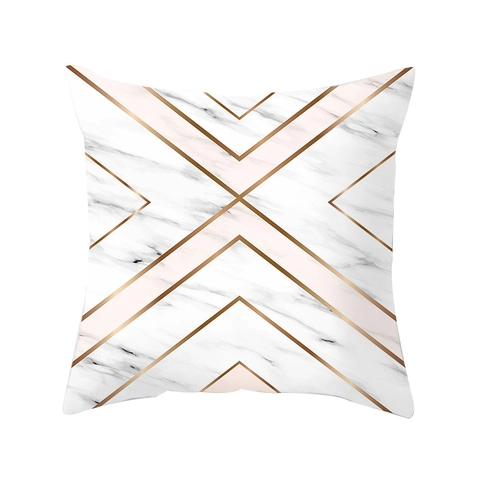 Funda de Almohada Nórdica de Mármol Rosa Geométrica Minimalista Moderna Funda de Cojín Decorativa Poliéster Para Sofá Hogar
