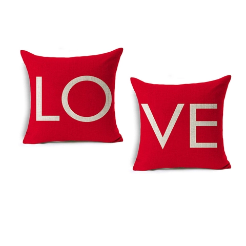 Valentijnsdag Liefde Hart Linnen Kussensloop Rood Decoratieve Kussenhoes Voor Bruiloft Feest Home Decor Sofa Kussensloop