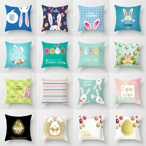 Osterhase Muster Pfirsichhaut Polyester Kissenbezug Cartoon Dekorativ Sofa Wohnzimmer Feiertags Kissenhülle