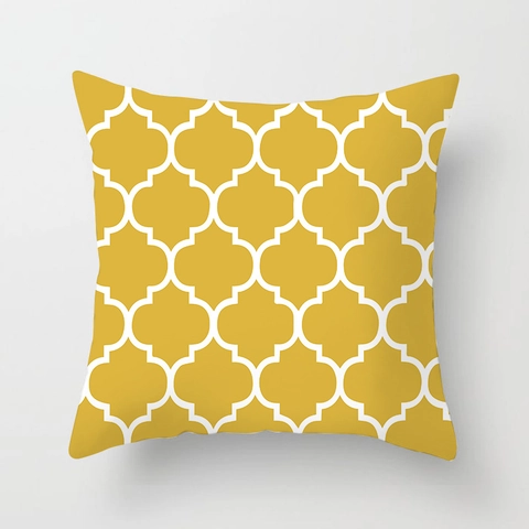 Nordic Minimalist Yellow Geometric Elk Throw Pillowcase Polyester Decorative Square Cushion Cover For Sofa Living Room Decor