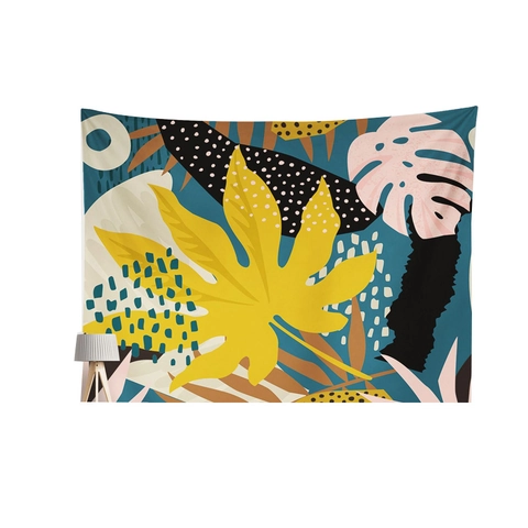 Arazzo da Parete Botanico Astratto Moderno Tessuto in Poliestere Stampa Floreale Geometrica Decorazione Murale Minimalista