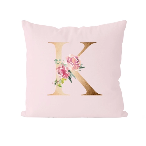 Rosa Roségold Buchstabe Blumen Kissenbezug Polyester Quadrat Kissenhülle Für Sofa Zuhause Wohnzimmer Dekor Dekorativer Kissenbezug