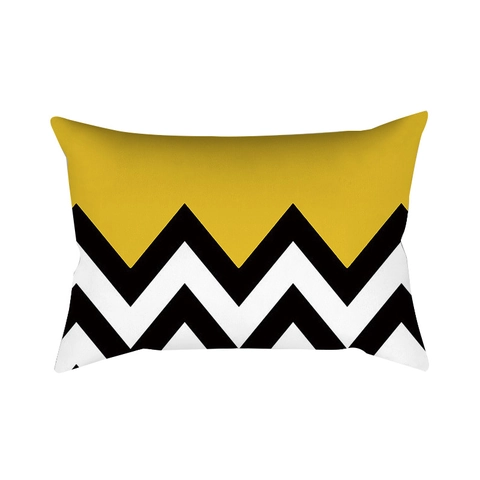 Fodera per Cuscino con Stampa Floreale Geometrica Gialla Copricuscino Rettangolare in Poliestere Pelle di Pesca per Divano Decorazione Casa Stile Nordico
