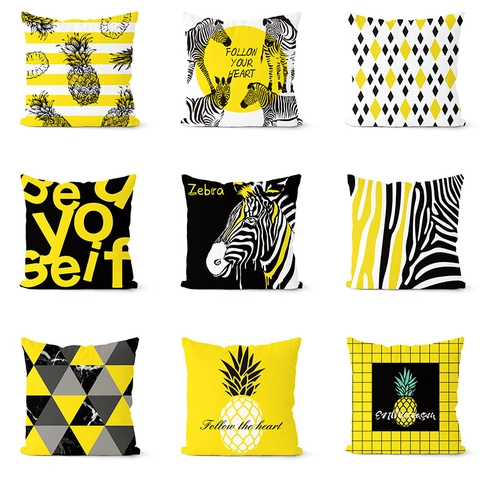 Nordic Modern Geometric Pineapple Zebra Pattern Decorative Square Cushion Cover For Sofa Living Room Home Decor Pillowcase