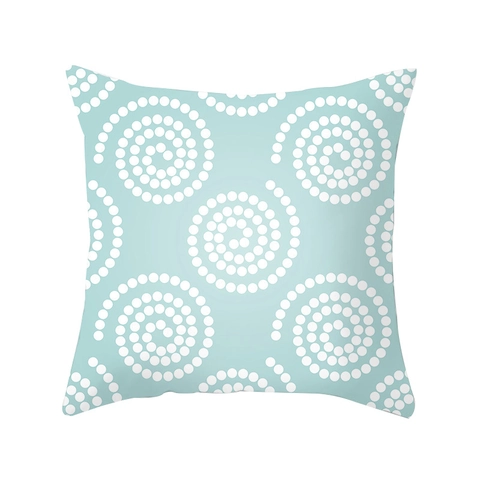 Federa con Motivo Geometrico Mandala Floreale Blu Chiaro Bianco Fodera Cuscino Decorativa per Divano Casa Ufficio