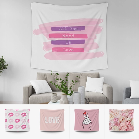 Arazzo da Parete Serie Rosa Nordica in Tessuto di Poliestere Sfondo Artistico Estetico Panno Sospeso per Camera da Letto Soggiorno Decorazione Casa