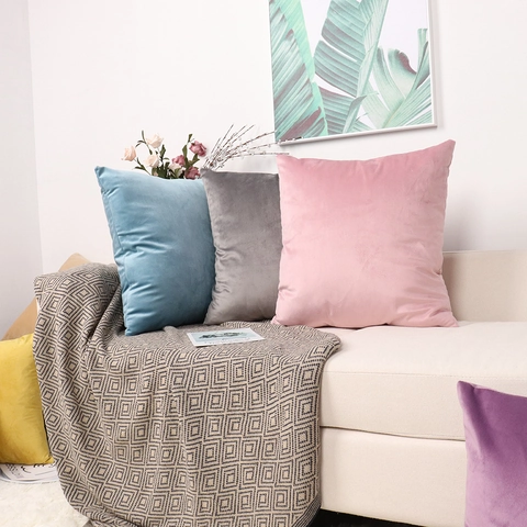 Einfarbig Modern Samt Kopfkissenbezug Plüsch Quadratisch Kissenhülle Weich Sofa Dekorativ Kissenbezug Für Zuhause Büro Dekor