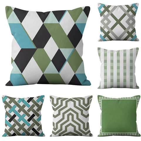 Fodera Per Cuscino In Poliestere Geometrico Verde Minimalista Nordico Per Divano Home Decor Federa Per Cuscino Quadrata