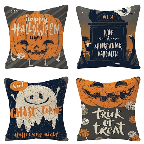 Halloween Linnenmix Kussenhoes Pompoen Spook Vampier Graf Decoratieve Kussenhoes Voor Bank Couch Party Decoratie