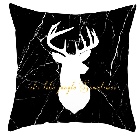 Modern Nordic Marble Geometric Gold Black White Throw Pillow Cover Printed Polyester Cushion Case For Sofa Home Decor