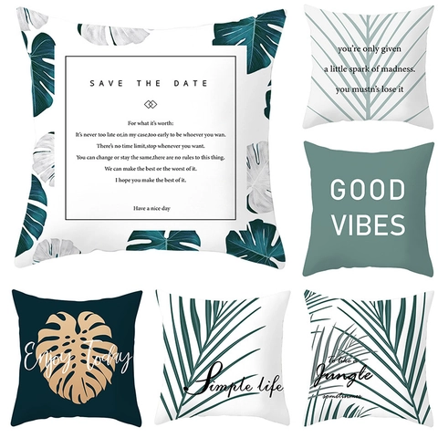 Fodera per Cuscino Decorativa in Stile Nordico Moderno Pianta Tropicale Foglia di Monstera in Poliestere per Divano Casa Decor