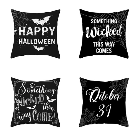 Halloween Kissenhülle Pfirsichhaut Polyester Fledermaus Spinnennetz Dekorative Kissenbezug Für Sofa Home Party Dekor