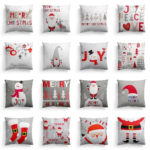 Weihnachten Kissenbezug Dekorativ Polyester Kissenhülle Für Sofa Couch Home Decor Digitaldruck Rentier Weihnachtsmann Baum