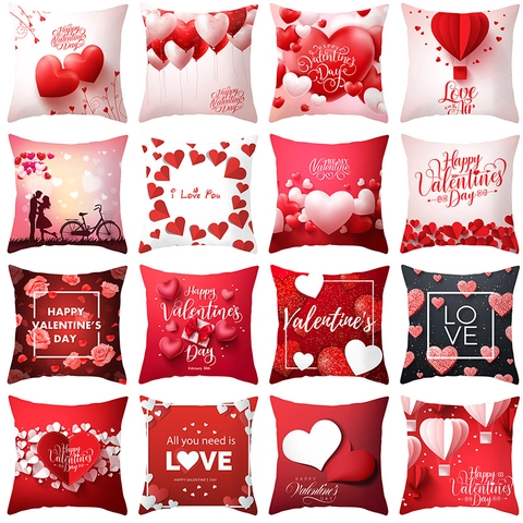 Valentinstag Herz Kopfkissenbezug Pfirsichhaut Romantische Liebe Kissenhülle Für Sofa Zuhause Dekoration Ohne Füllung