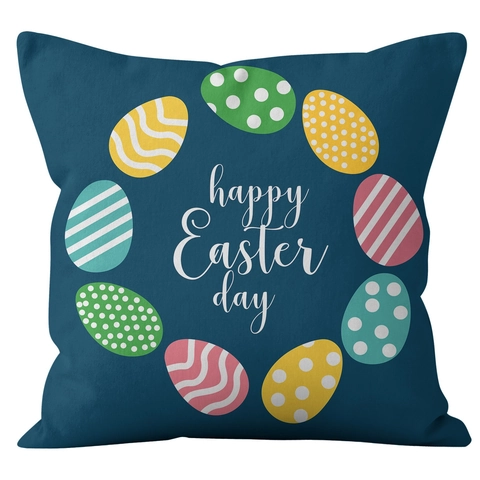 Pasen Decoratieve Polyester Kussensloop Kabouters Paaseieren Retro Vrachtwagen Patroon Kussenhoes Voor Thuis Bank Slaapkamer