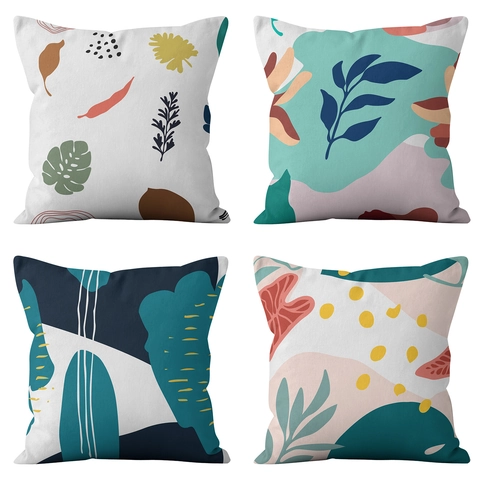 Federa Astratta Morandi con Motivo Geometrico di Piante in Morbido Peluche Corto Fodera per Cuscino Quadrata Decorativa per Divano Casa