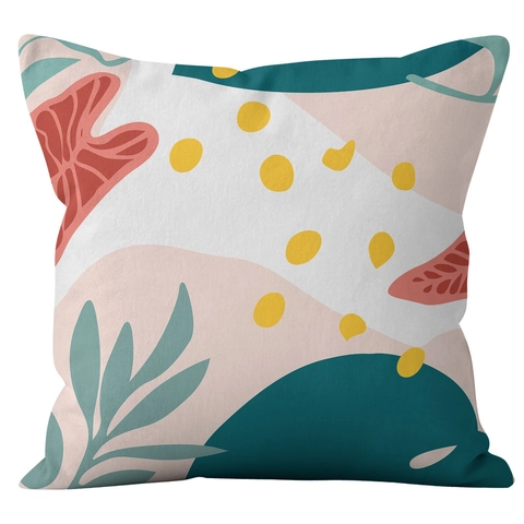 Federa Astratta Morandi con Motivo Geometrico di Piante in Morbido Peluche Corto Fodera per Cuscino Quadrata Decorativa per Divano Casa