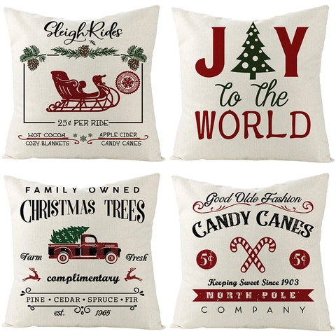 Federa per Cuscino di Natale in Lino e Cotone Quadri Buffalo Renna Fattoria Fodera Decorativa per Divano Soggiorno