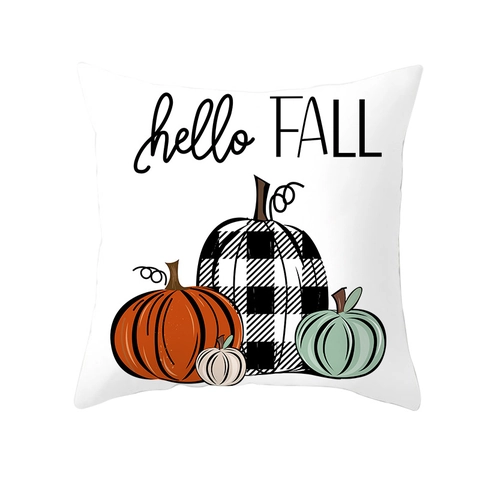 Erntedankfest Kürbis Dekorative Kissenbezug Herbst Buffalo Karomuster LKW Zuhause Fall Kissenhülle Polyester Wohndekor