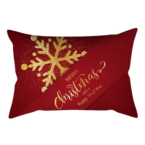 Weihnachten Kissenbezug Gold Schneeflocke Bedruckt Rechteck Polyester Lendenkissenhülle Frohe Weihnachten Heimdekoration