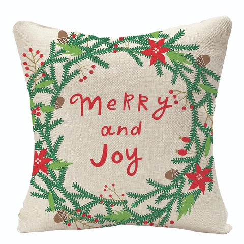 Nordisch Weihnachten Baumwolle Leinen Kissenbezug Merry Christmas Kranz Baum Druck Kissenhülle Dekorative Haus Sofa Kissen Bezug