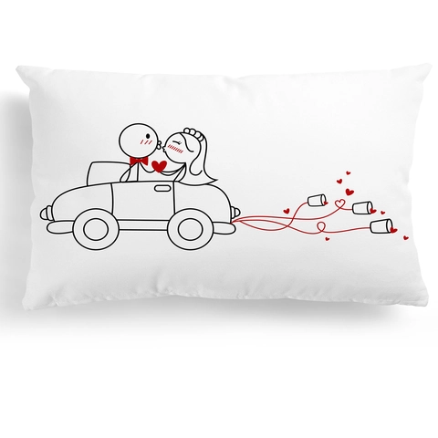 Romantisch Paar Strichmännchen Hochzeit Kissenbezug Happily Ever After Forever Always Polyester Minimalistisch Deko Kissenhülle Geschenk