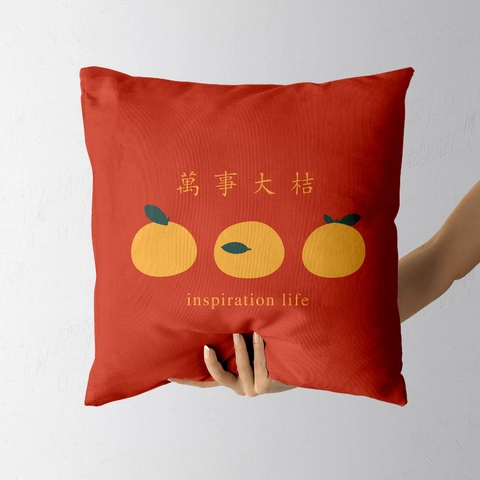 Fodera per Cuscino Stampata con Motivo a Frutta in Stile Cinese Festivo Morbida Federa Decorativa in Poliestere per Divano