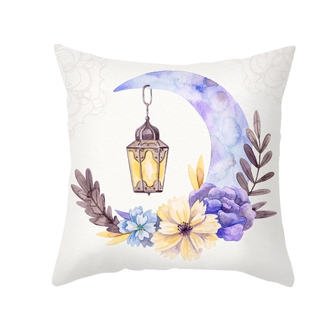 Bohemian Ramadan Moon Lantern Printed Pillowcase Peach Skin Polyester Cushion Cover For Sofa Living Room Home Decor
