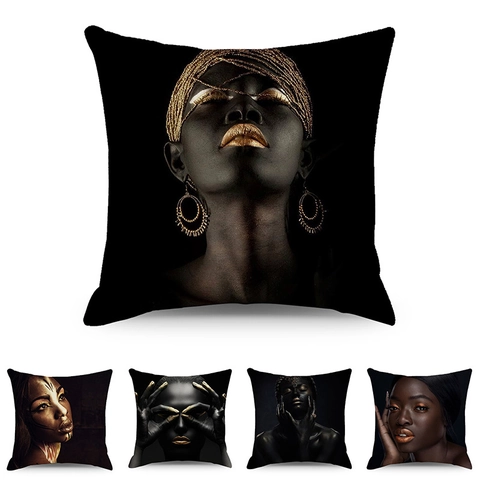 Federa In Lino Con Ritratto Di Donne Nere Africane Fodera Per Cuscino Decorativa Con Stampa Artistica Etnica Per Divano Soggiorno Casa