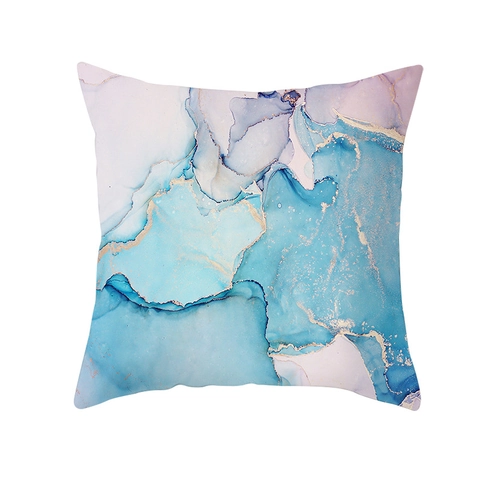 Modern Luxury Marble Texture Peach Skin Pillowcase Watercolor Ink Pattern Gold Line Print Square Cushion Cover Home Decor