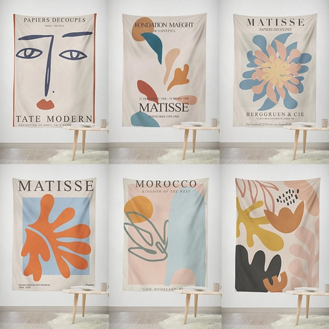 Arazzo Parete Astratto Stile Matisse Nordico Tessuto Poliestere Arte Minimalista Panno Appeso Estetico Per Decorazione