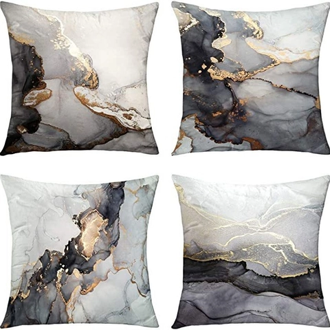 Nordic Marble Gold Vein Print Cushion Cover Peach Skin Abstract Alcohol Ink Throw Pillowcase For Living Room Bedroom Decor