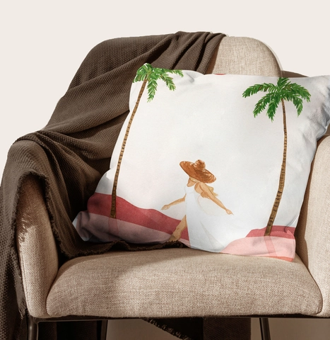 Fodera per Cuscino Quadrata in Peluche Corto con Stampa Acquerello Nordico Astratto Moderno Copricuscino Artistico Decorazione Divano