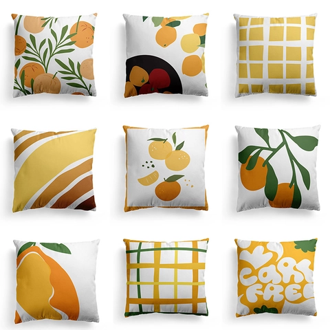 Fodera per Cuscino in Peluche Corto con Motivo Geometrico Floreale a Frutta Minimalista Moderno Copricuscino Decorativo Quadrato per Divano Casa