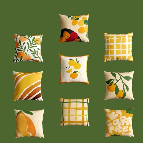 Fodera per Cuscino in Peluche Corto con Motivo Geometrico Floreale a Frutta Minimalista Moderno Copricuscino Decorativo Quadrato per Divano Casa
