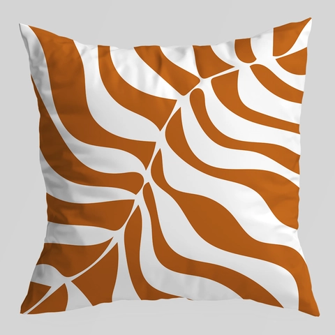 Funda de Cojín Abstracto Geométrico Moderno Naranja Blanco Poliéster Piel de Melocotón Decorativa para Sofá Dormitorio