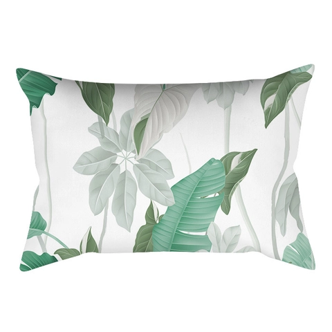 Tropische Pflanzen Blumen Polyester Pfirsichhaut Rechteckig Kissenhülle Modern Lendenkissenbezug Für Heim Büro Dekoration