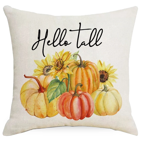 Erntedankfest Herbst Ahornblatt Kürbis Leinen Kissenbezug Aquarell Sonnenblume Roter Truck Kissenhülle Für Heimdekoration