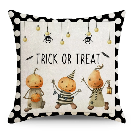 Halloween Kussensloop Linnen Katoen Pompoen Vleermuis Spin Print Modern Minimalistisch Kussenhoes Thuis Bank Decoratie