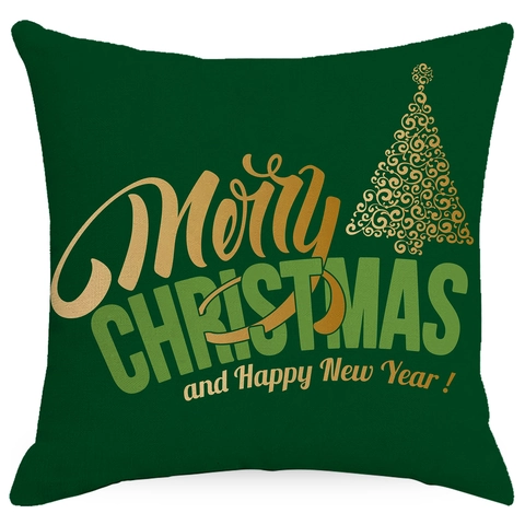 Christmas Linen Throw Pillow Cover Green Snowman Christmas Tree Vintage Truck Joy Decorative Cushion Case For Sofa Home Decor