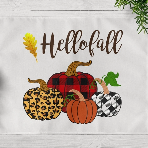 Thanksgiving Linen Placemats Pumpkin Sunflower Gnome Farmhouse Autumn Table Decor Heat Resistant Non-Slip Dining Table Mats