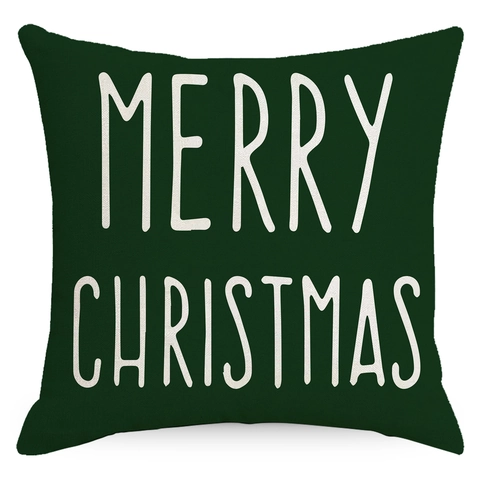 Festive Christmas Linen Pillow Cover Merry Christmas Letter Print Cushion Case For Sofa Couch Home Holiday Decor