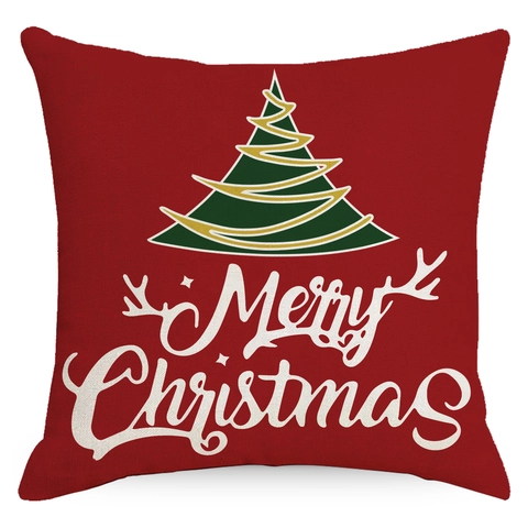 Nordic Christmas Cushion Cover Polyester Printed Santa Claus Snowflake Reindeer Patterns Festive Sofa Pillowcase Home Decor